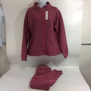 Ling Fashion L/XL Pink Athleisure Suit Pockets Full Zip Lined Booty Enhancing